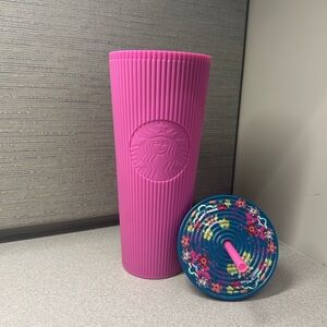 Starbucks Pink Tumbler with Floral Lid